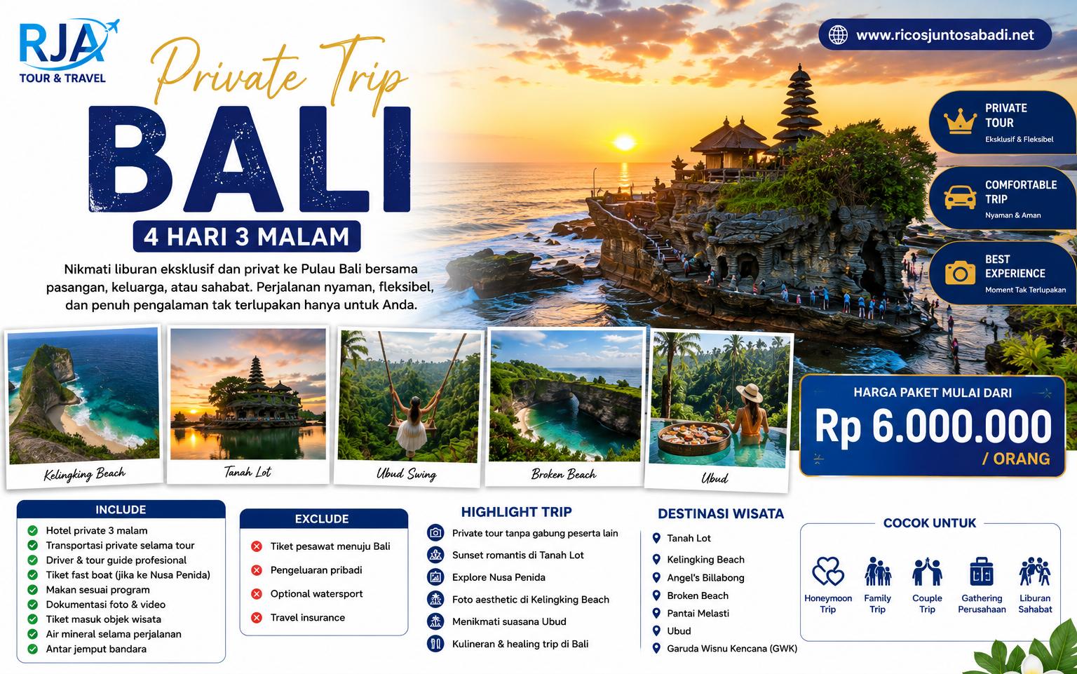 Private Trip Bali 4 Hari 3 Malam
